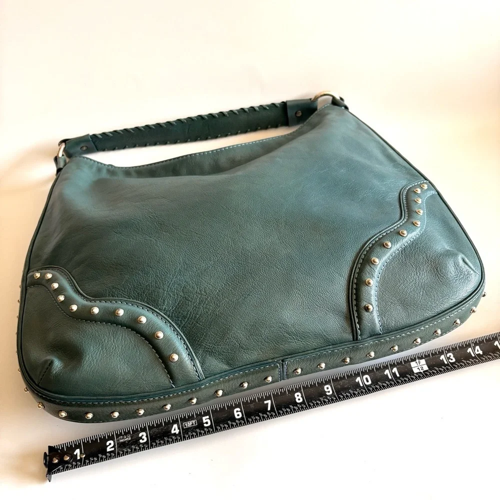 Michael Kors Teal Leather Studded Shoulder Bag